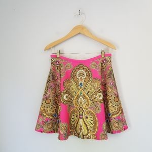 Ted Baker London Pink and Gold Patterned Skirt